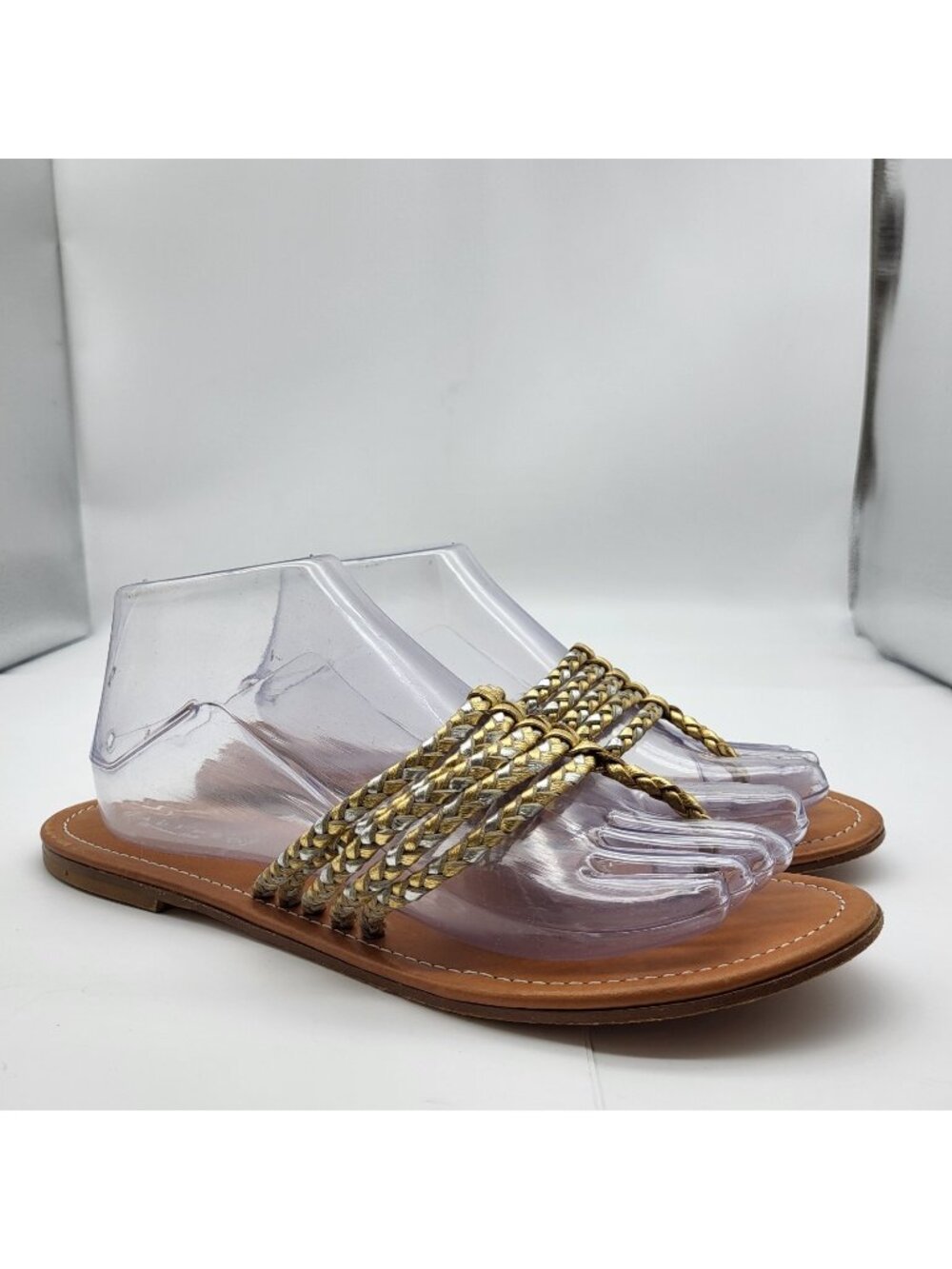 Calypso Italy Sexy Braided leather sandals EU 40 US 9 Toga Goddess Gold silver
